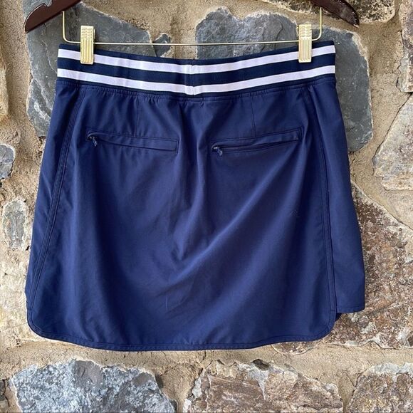Athleta 'Sonara' Skort Mini Skirt Navy Blue/White Stripe 4 - Picture 3 of 5
